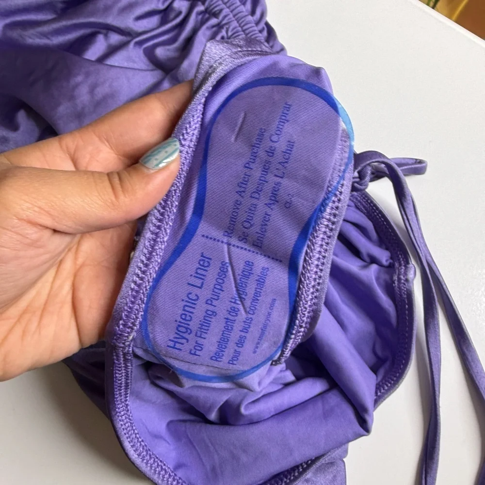 NWT Good American Metallic Purple One Piece Swimsuit Ruched Sz 2